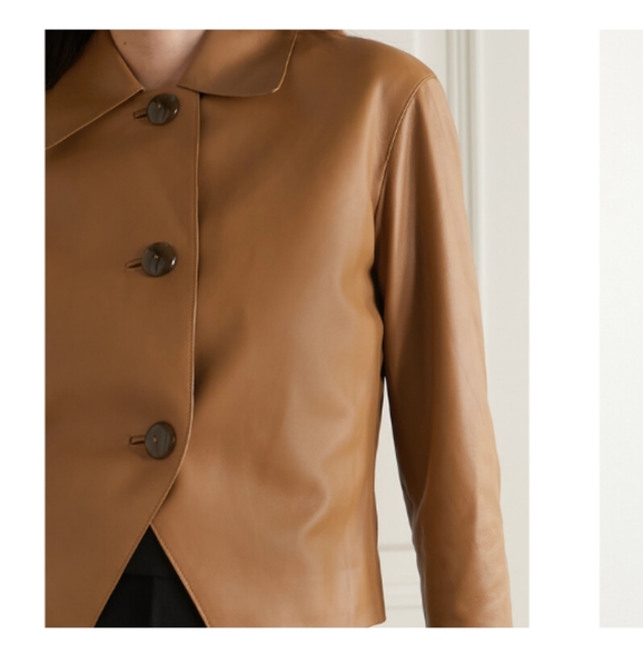 VINCE Lambskin Cropped Leather Jacket Womens Size 10 Butterscotch Soft Leather - Picture 4 of 6